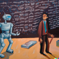 Man and robot competing for job