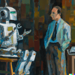 Researcher considering robot for a job
